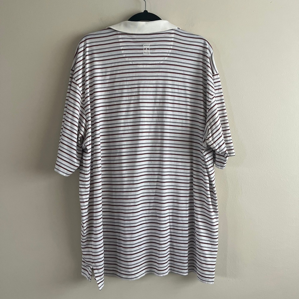 Tehama Clint Eastwood Golf Polo Shirt Men's XXL Striped Pima Cotton White Navy - Picture 2 of 6